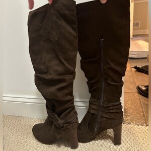 Faux suede high heel boots